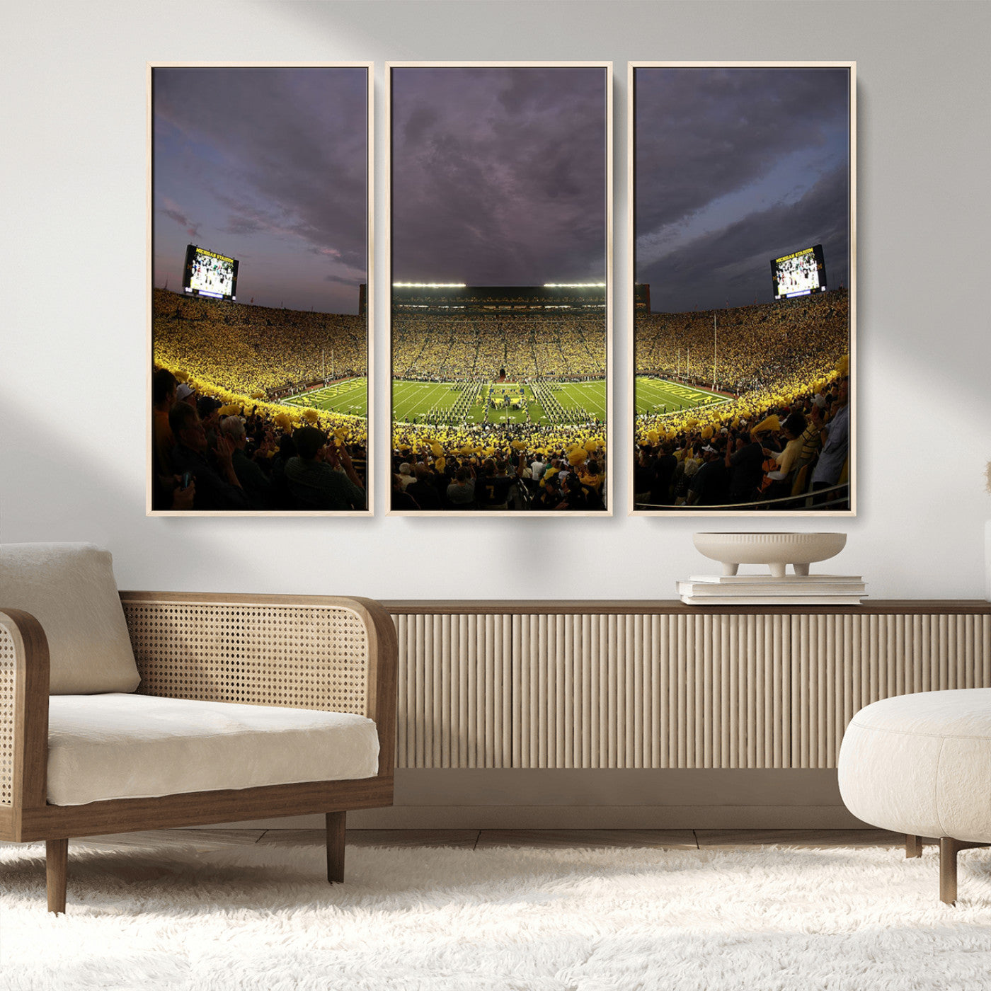 72404-MGV-CV-36X24-Michigan Wolverine Stadium Wall Art Canvas Print, Framed Michigan Stadium Art Picture Print, Football Stadium Perfect Sport Room