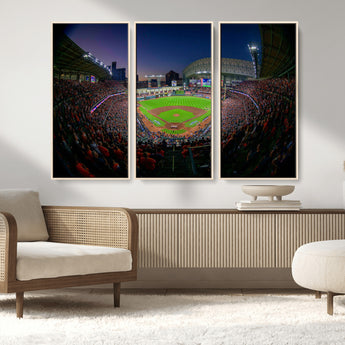 44322-MGV-CV-36X24-Minute Maid Park Wall Art Canvas Print, Framed Houston Astros Stadium Art Picture Print, Houston Astros Field Perfect Sports Room
