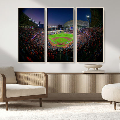 44322-MGV-CV-36X24-Minute Maid Park Wall Art Canvas Print, Framed Houston Astros Stadium Art Picture Print, Houston Astros Field Perfect Sports Room