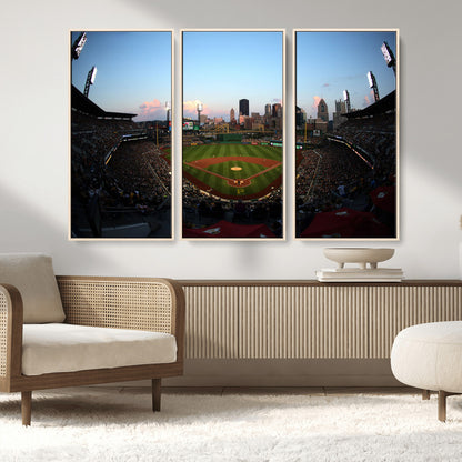 67670-MGV-CV-36X24-PNC Park Stadium Wall Art Canvas Print, Framed Pittsburgh Pirates Stadium Art Picture Print, PNC Park Field Perfect Sport Room