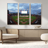 44631-MGV-CV-36X24-Oracle Park Stadium Wall Art Canvas Print, Framed San Francisco Giants Art Picture Print, Giants Stadium Field Perfect Sports Room