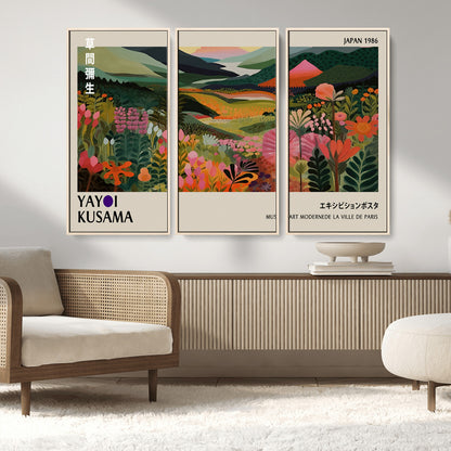 75719-MGV-FC-48X32-3P_Natural-Botanical Mountain Valley Wall Art – Panoramic Nature Canvas Print, Vibrant Floral Field Artwork for Living Room, Bedroom, Office,