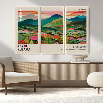 54215-MGV-CV-36X24-Yayoi Kusama Wall Art – Panoramic Japanese Landscape Canvas Print, Modern Abstract Nature Decor for Office, Bedroom or Living Room