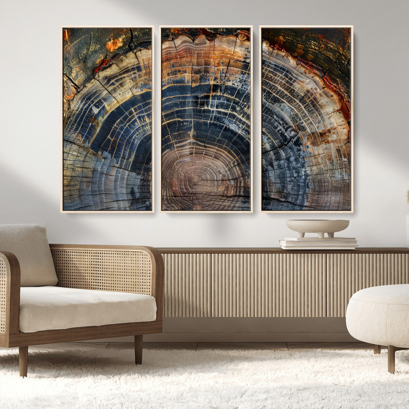 16193-MGV-CV-36X24-Tree Ring Wall Art – Abstract Wood Grain Canvas Print, Rustic Nature Texture Artwork Poster for Living Room, Bedroom, Office,