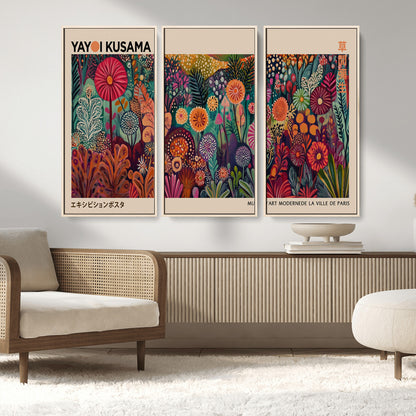 51280-MGV-CV-36X24-Abstract Yayoi Kusama Wall Art Canvas Print, Framed Japanese Wabi Sabi Art Picture Print, Yayoi Kusama Perfect Abstract Modern