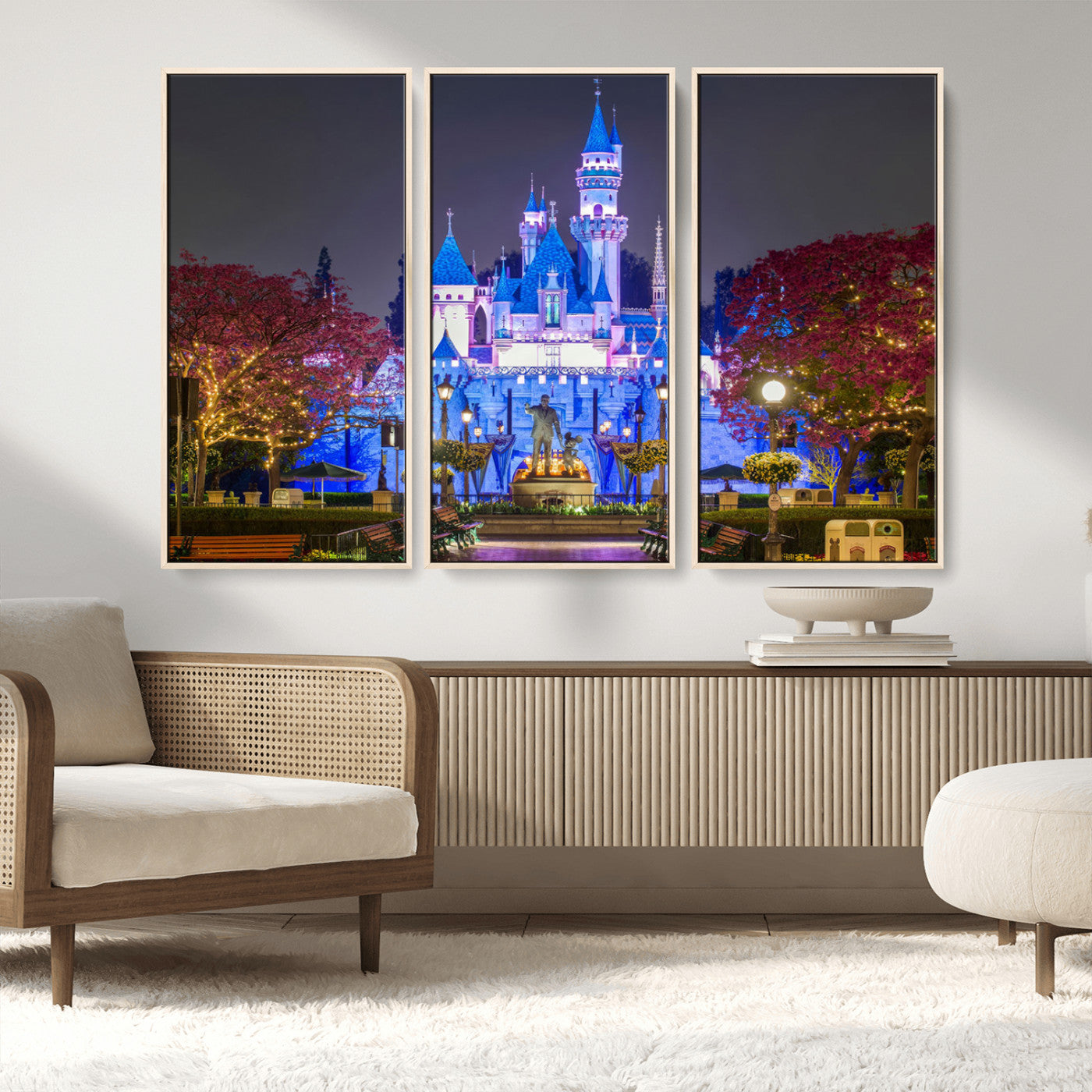 66710-MGV-CV-36X24-Enchanted Castle Wall Art – Magical Night Scene Canvas Print with Glowing Lights, Fantasy Architecture Artwork for Living Room,