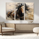 53001-MGV-CV-36X24-Wild Horse Wall Art – Majestic Stallion Canvas Print with Flowing Mane, Rustic Western Style Painting for Living Room, Office or