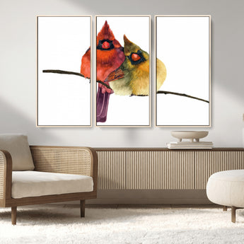 67752-MGV-FC-48X32-3P_Natural-Cardinal Couple Wall Art – Male and Female Cardinal Canvas Print, Romantic Bird Artwork for Nature Lovers, Living Room, Bedroom,