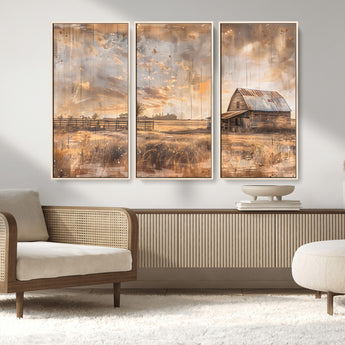 FARM2-MGV-CV-36X24-Rustic Farmhouse Wall Art Canvas Print, Framed Old Barn Art Picture Print, Southwestern Farmhouse Perfect Rustic Decor Artwork