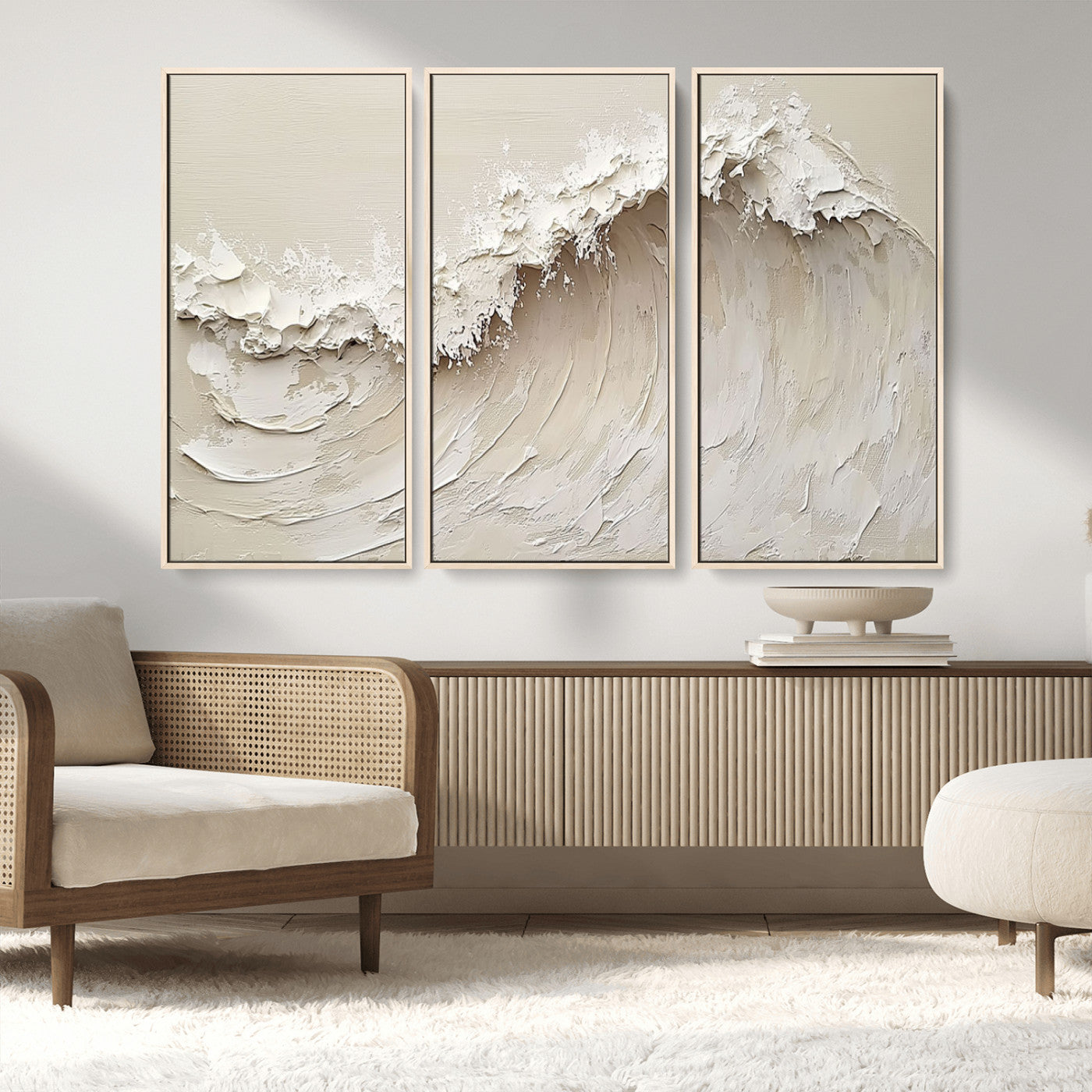 45175-MGV-CV-36X24-Textured Wave Wall Art Canvas Print, Framed Minimal Seascape Art Picture Print, Elegant Wave Perfect Modern Coastal Decor Artwork