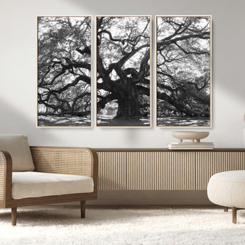 81655611-MGV-CV-36X24-Ancient Oak Wall Art Canvas Print, Framed Twisted Branches Art Picture Print, Gnarled Tree Perfect Moody Nature Decor Artwork