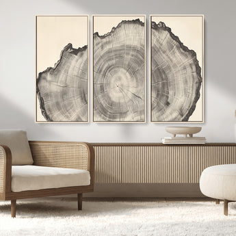 98921313-MGV-CV-36X24-Tree Ring Wall Art Canvas Print, Framed Wood Slice Art Picture Print, Minimalist Wood Perfect Rustic Academic Decor Artwork