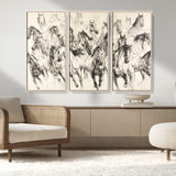 19433417-MGV-CV-36X24-Running Horses Wall Art Canvas Print, Framed Horse Sketch Art Picture Print, Galloping Herd Perfect Monochrome Western Decor