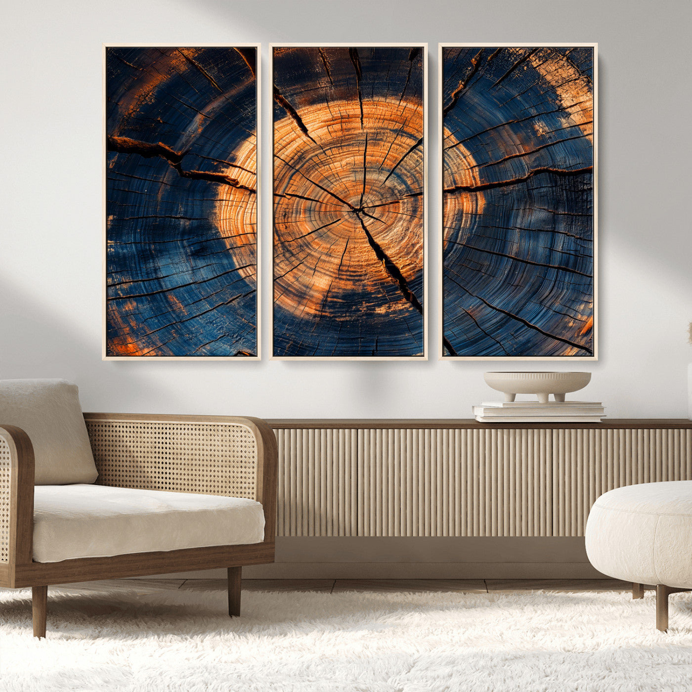 18975622-MGV-CV-36X24-Burnt Wood Wall Art Canvas Print, Framed Aged Timber Art Picture Print, Rustic Tree Slice Perfect Rustic Decor Artwork for Home,