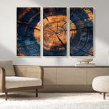 18975622-MGV-CV-36X24-Burnt Wood Wall Art Canvas Print, Framed Aged Timber Art Picture Print, Rustic Tree Slice Perfect Rustic Decor Artwork for Home,