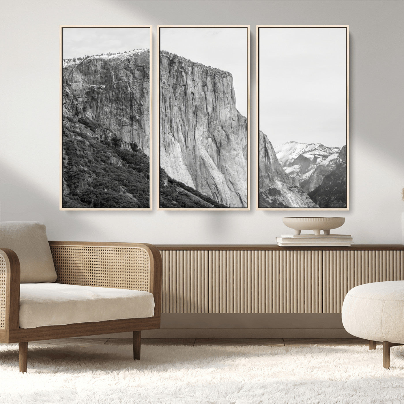 39393420-MGV-CV-36X24-El Capitan Wall Art Canvas Print, Framed Yosemite Cliff Art Picture Print, Monochrome Mountain Perfect Monochrome Sierra Decor