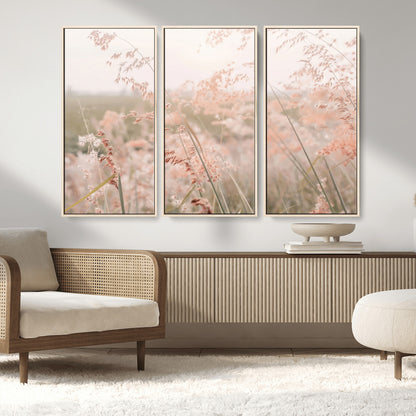 79164340-MGV-CV-36X24-Pastel Grasses Wall Art Canvas Print, Framed Soft Meadow Art Picture Print, Field in Breeze Perfect Pastel Minimal Decor Artwork