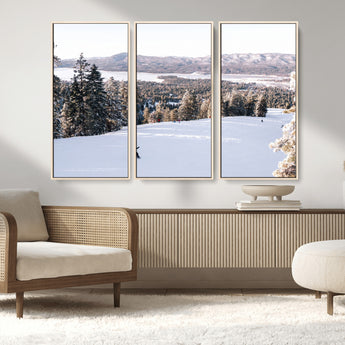 79857868-MGV-CV-36X24-Snowy Mountain Wall Art Canvas Print, Framed Ski Slope Art Picture Print, Winter Forest Perfect Modern Rustic Decor Artwork