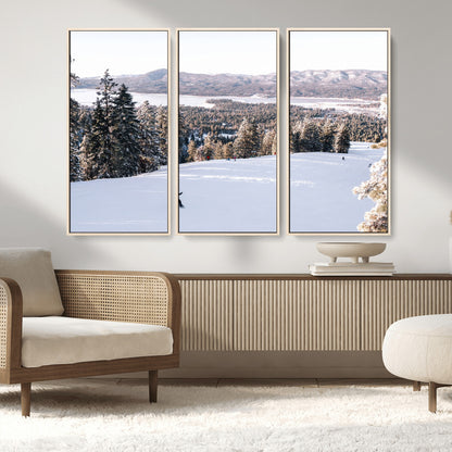 79857868-MGV-CV-36X24-Snowy Mountain Wall Art Canvas Print, Framed Ski Slope Art Picture Print, Winter Forest Perfect Modern Rustic Decor Artwork