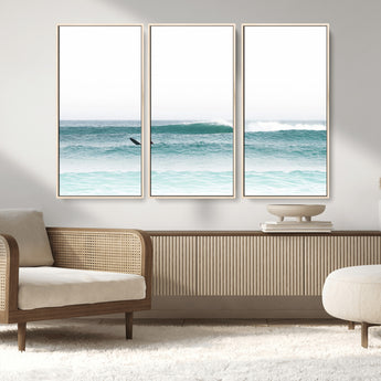 56345117-MGV-CV-36X24-Minimalist Surfing Wall Art Canvas Print, Framed Ocean Waves Art Picture Print, Soft Ocean Perfect Minimalist Coastal Decor