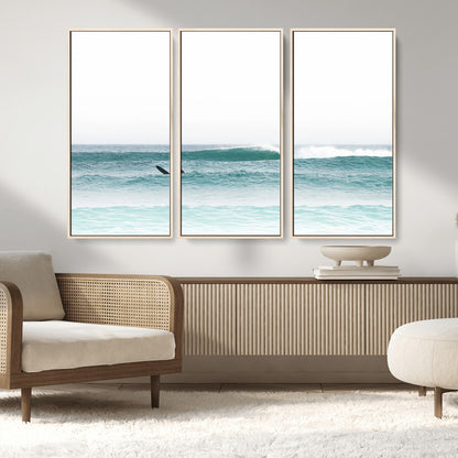 56345117-MGV-CV-36X24-Minimalist Surfing Wall Art Canvas Print, Framed Ocean Waves Art Picture Print, Soft Ocean Perfect Minimalist Coastal Decor