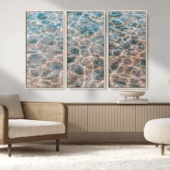 26580287-MGV-CV-36X24-Clear Water Wall Art Canvas Print, Framed Sunlit Ripples Art Picture Print, Ocean Texture Perfect Modern Coastal Decor Artwork