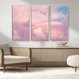22874890-MGV-CV-36X24-Pastel Sky Wall Art Canvas Print, Framed Dreamy Cloudscape Art Picture Print, Sunset Glow Perfect Minimalist Serenity Decor