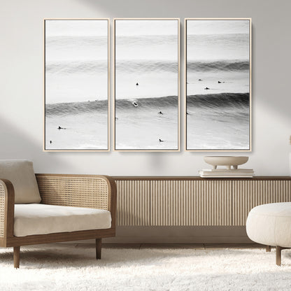 54291445-MGV-CV-36X24-Black White Ocean Wall Art Canvas Print, Framed Coastal Sport Art Picture Print, Ocean Culture Perfect Minimalist Coastal Decor