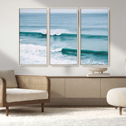 73692470-MGV-CV-36X24-Ocean Swell Wall Art Canvas Print, Framed Surf Waves Art Picture Print, Blue Water Perfect Coastal Dynamic Decor Artwork