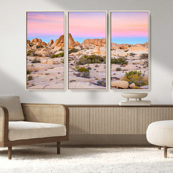 96167137-MGV-CV-36X24-Vibrant Sunset Sky Wall Art Canvas Print, Framed Joshua Tree Art Picture Print, Rugged Terrain Perfect Southwestern Boho Decor