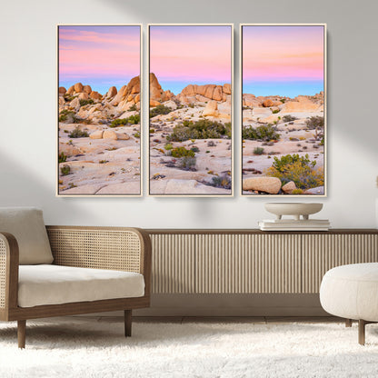 96167137-MGV-CV-36X24-Vibrant Sunset Sky Wall Art Canvas Print, Framed Joshua Tree Art Picture Print, Rugged Terrain Perfect Southwestern Boho Decor