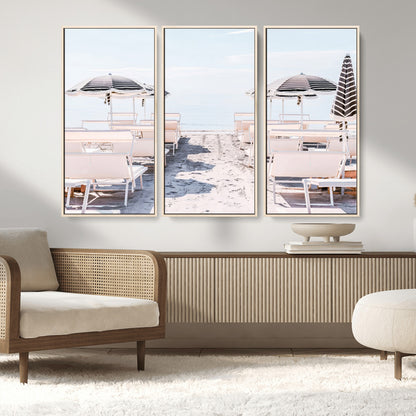 67623952-MGV-CV-36X24-Minimalist Beach Wall Art Canvas Print, Framed Pastel Sand Art Picture Print, Beach Aesthetic Perfect Coastal Minimalist Decor