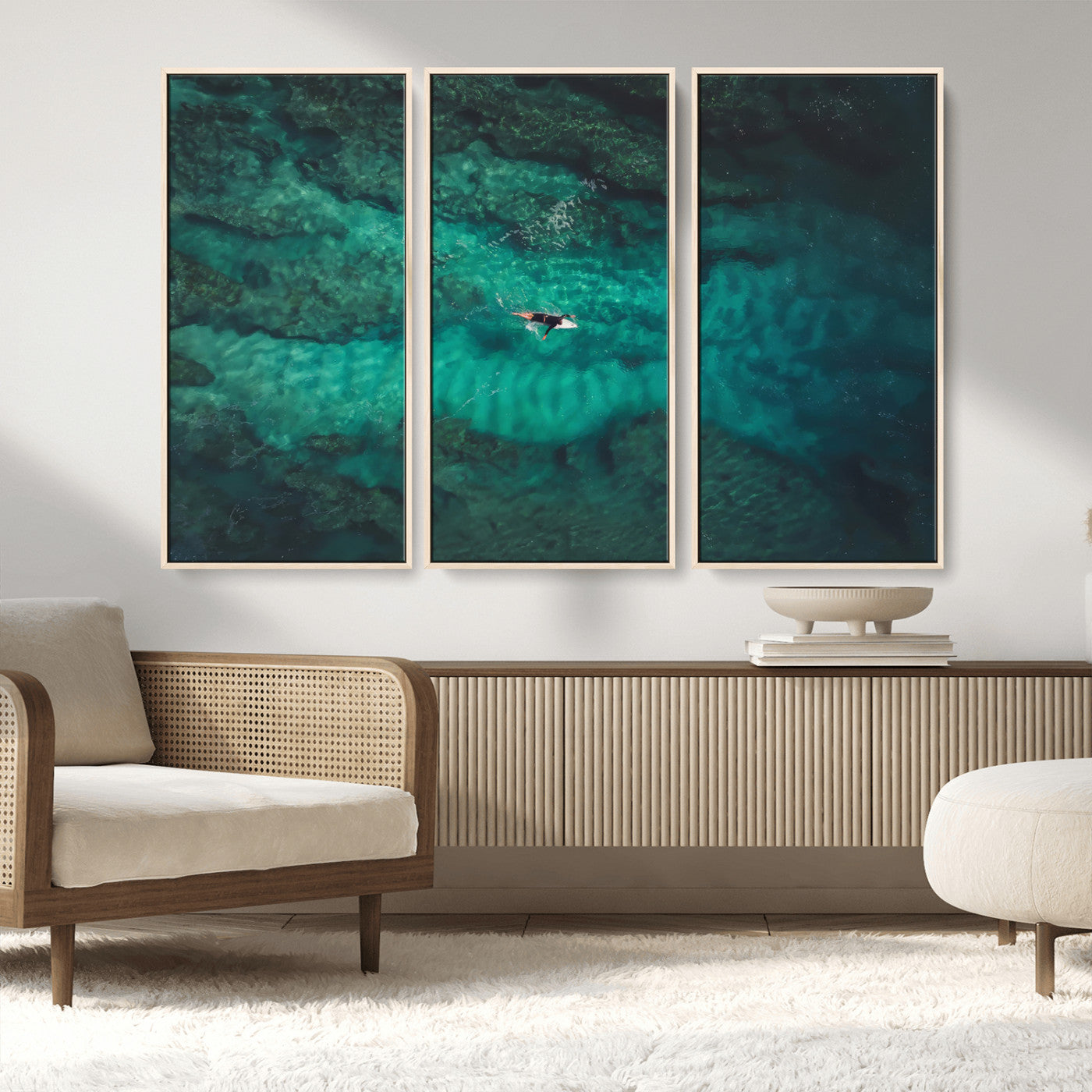 93287752-MGV-CV-36X24-Ocean Surf Wall Art Canvas Print, Framed Blue Waters Art Picture Print, Vibrant Seascape Perfect Coastal Adventure Decor Artwork