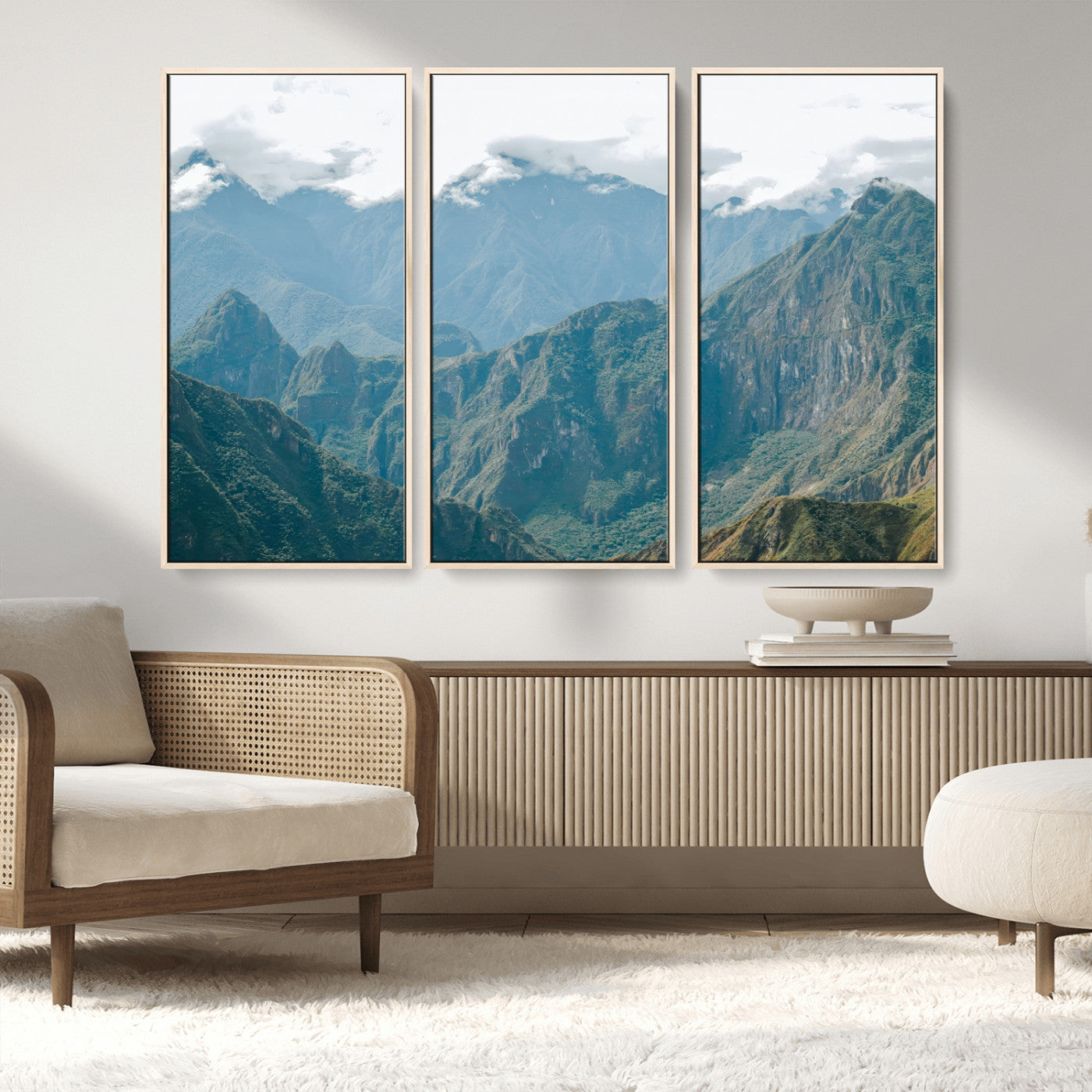 79393816-MGV-CV-36X24-Misty Mountain Wall Art Canvas Print, Framed Cloudy Andean Art Picture Print, Rugged Mountain Perfect Rustic Nature Decor Artwork