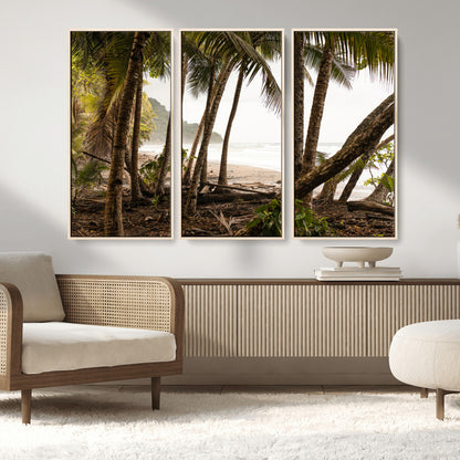 92093951-MGV-CV-36X24-Tropical Jungle Wall Art Canvas Print, Framed Palm Tree Forest Art Picture Print, Coastal Escape Perfect Jungle Retreat Decor