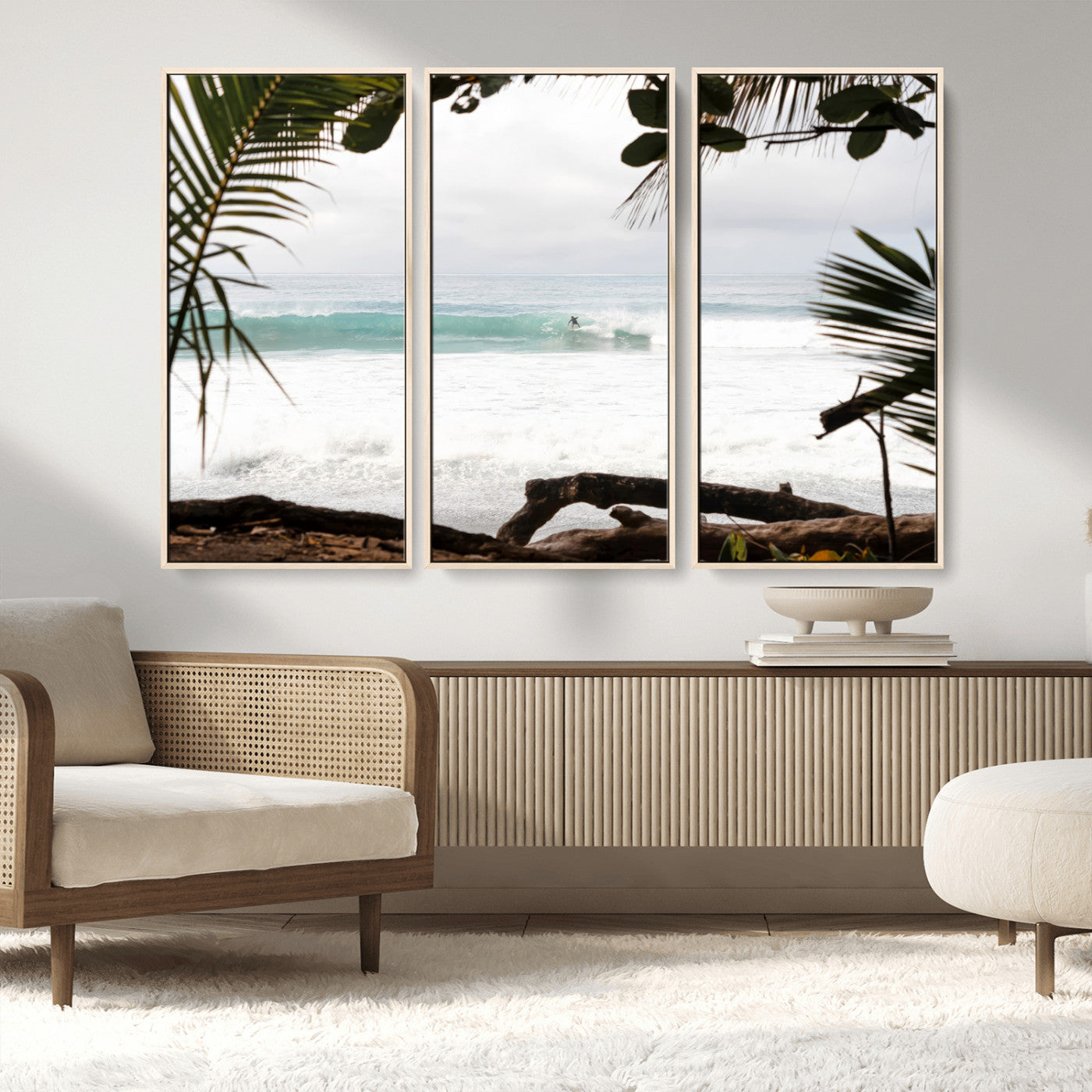 50382104-MGV-CV-36X24-Tropical Surf Wall Art Canvas Print, Framed Palm Tree View Art Picture Print, Beach House Art Perfect Boho Coastal Decor Artwork