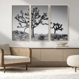 50975475-MGV-FC-48X32-3P_Natural-Joshua Tree Art Wall Art Canvas Print, Framed Desert Tree Print Art Picture Print, Black White Nature Perfect Southwestern Boho