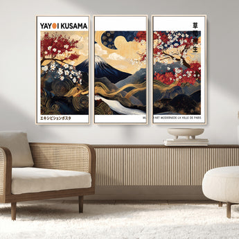 66243961-MGV-CV-36X24-Mount Fuji Japanese Wall Art – Golden Abstract Landscape Canvas Print, Cherry Blossom Painting, Modern Oriental Zen Home Decor
