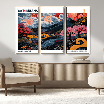 43879290-MGV-FC-48X32-3P_Natural-Japanese Abstract Wall Art – Mount Fuji Cherry Blossom Canvas Print, Modern Asian Inspired Landscape Decor for Living Room,