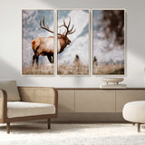 70489411-MGV-CV-36X24-Elk Photography Wall Art Canvas Print, Framed Mountain Wildlife Art Picture Print, Rustic Nature Decor Perfect Rustic Lodge Decor