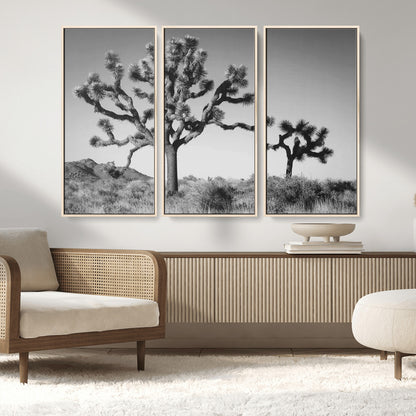 93692513-MGV-CV-36X24-Joshua Tree Wall Art Canvas Print, Framed Monochrome Desert Art Picture Print, Minimalist Nature Scene Perfect Southwestern