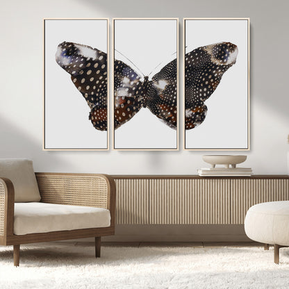 99831147-MGV-CV-36X24-Spotted Butterfly Wall Art Canvas Print, Framed Neutral Insect Theme Art Picture Print, Earthy Wing Pattern Perfect Modern Rustic