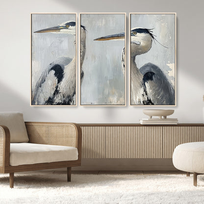 19427826-MGV-FC-48X32-3P_Natural-Bird Canvas Decor Wall Art Canvas Print, Framed Coastal Bird Pair Art Picture Print, Minimalist Wildlife Wall Perfect Coastal