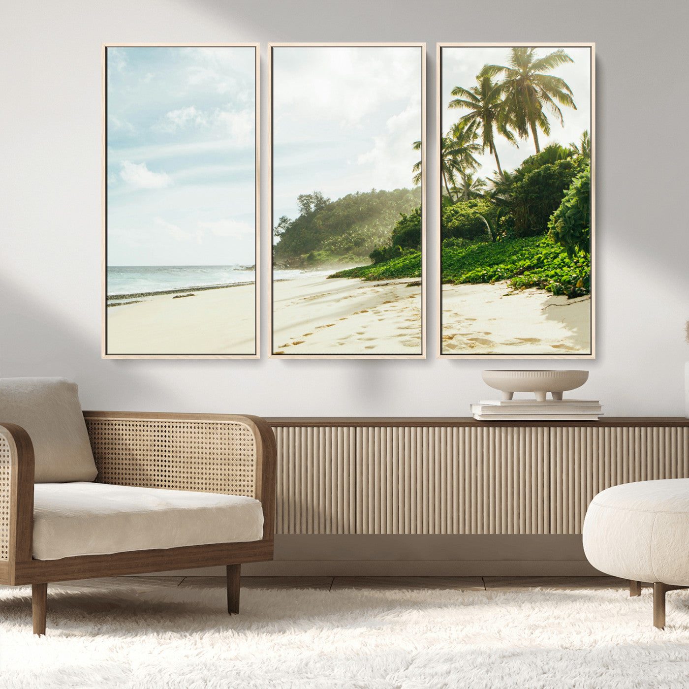 42984524-MGV-CV-36X24-Relaxing Beach Wall Art Canvas Print, Framed Ocean View Art Picture Print, Coastal Serenity Perfect Tropical Coastal Decor Artwork