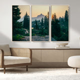 66397982-MGV-CV-36X24-Mountain Landscape Wall Art Canvas Print, Framed Forest Serenity Art Picture Print, Mountain Landscape Perfect Rustic Wilderness