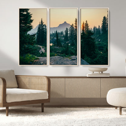 66397982-MGV-CV-36X24-Mountain Landscape Wall Art Canvas Print, Framed Forest Serenity Art Picture Print, Mountain Landscape Perfect Rustic Wilderness