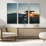 87729656-MGV-FC-48X32-3P_Natural-Mount Fuji Wall Art Canvas Print, Framed Japan Travel Art Picture Print, Chureito Pagoda Perfect Zen Minimalism Decor Artwork