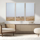 14761944-MGV-FC-48X32-3P_Natural-Foggy Plains Wall Art Canvas Print, Framed Horseback Riders Art Picture Print, Rustic Western Perfect Rustic Western Decor Artwork