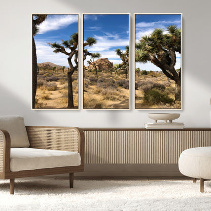 25722592-MGV-CV-36X24-Joshua Tree Desert Wall Art Canvas Print, Framed Southwestern Nature Art Picture Print, Rustic Earth Tones Perfect Southwestern