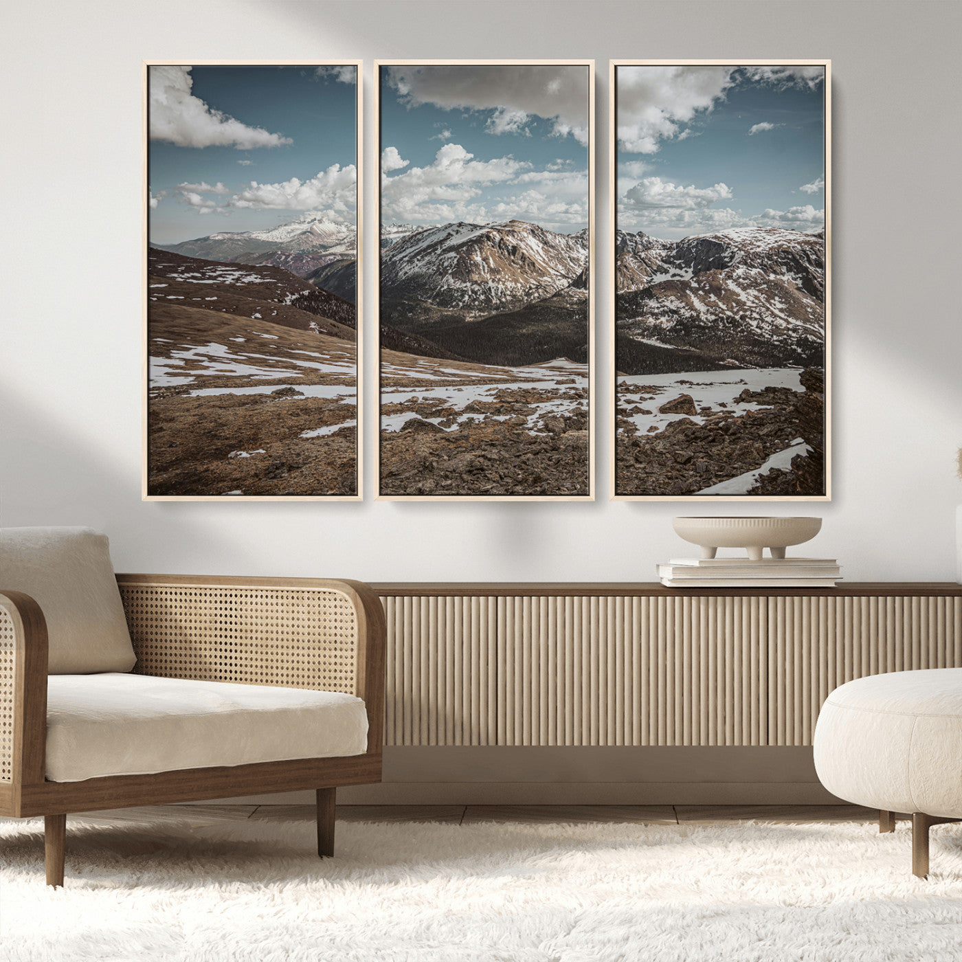 44565953-MGV-CV-36X24-Mountain Landscape Wall Art Canvas Print, Framed Snowy Peaks Art Picture Print, Rugged Highlands Perfect Rustic Adventure Decor